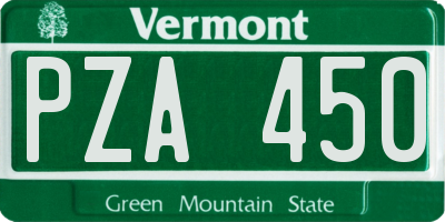 VT license plate PZA450