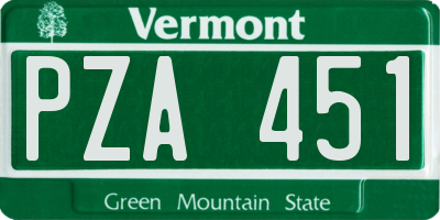 VT license plate PZA451