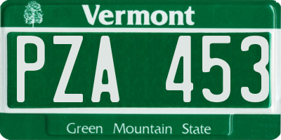 VT license plate PZA453