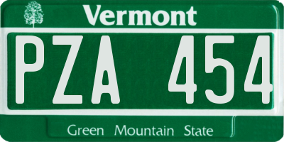 VT license plate PZA454