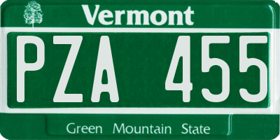 VT license plate PZA455