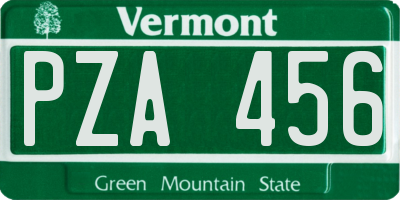 VT license plate PZA456