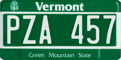 VT license plate PZA457