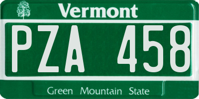 VT license plate PZA458