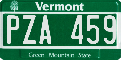 VT license plate PZA459