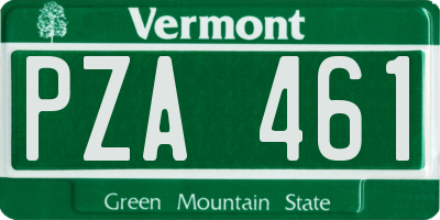 VT license plate PZA461