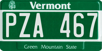 VT license plate PZA467