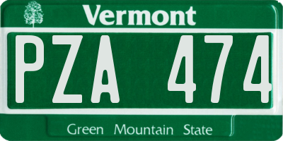 VT license plate PZA474