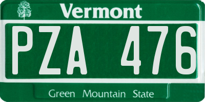 VT license plate PZA476