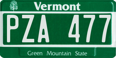 VT license plate PZA477