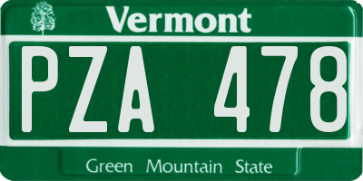 VT license plate PZA478