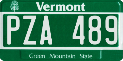 VT license plate PZA489
