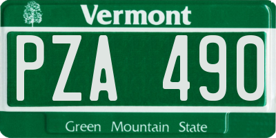 VT license plate PZA490