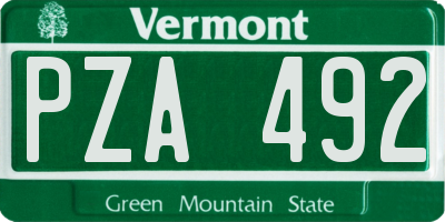 VT license plate PZA492