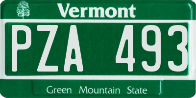 VT license plate PZA493