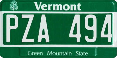VT license plate PZA494