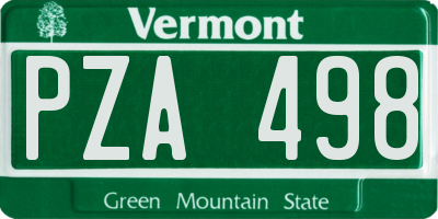 VT license plate PZA498