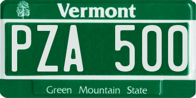 VT license plate PZA500