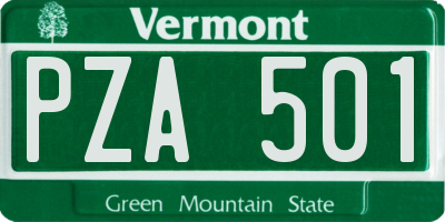 VT license plate PZA501