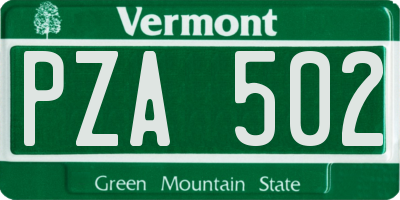 VT license plate PZA502