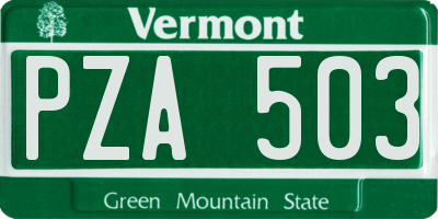 VT license plate PZA503