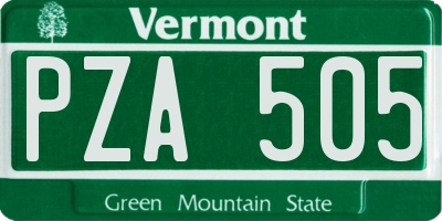 VT license plate PZA505