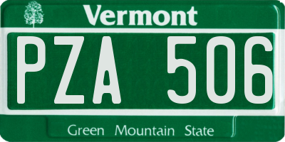 VT license plate PZA506