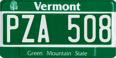 VT license plate PZA508