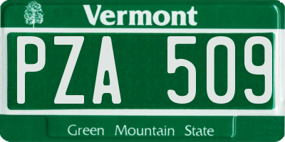 VT license plate PZA509