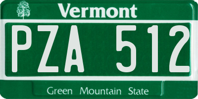 VT license plate PZA512