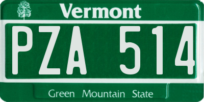VT license plate PZA514
