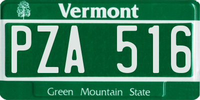 VT license plate PZA516