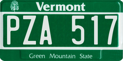 VT license plate PZA517