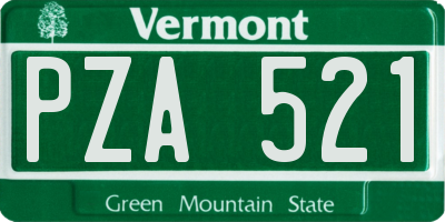 VT license plate PZA521