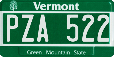 VT license plate PZA522