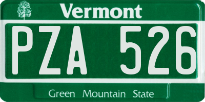 VT license plate PZA526