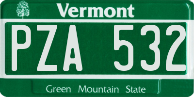 VT license plate PZA532