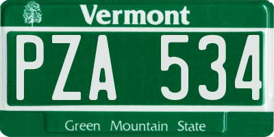 VT license plate PZA534