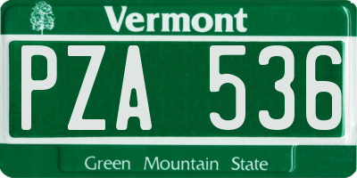 VT license plate PZA536