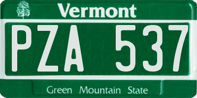 VT license plate PZA537
