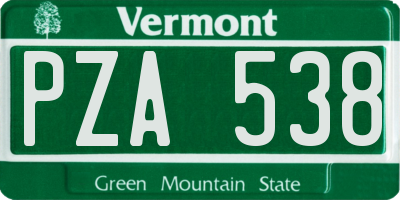 VT license plate PZA538