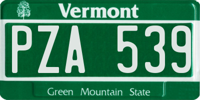 VT license plate PZA539