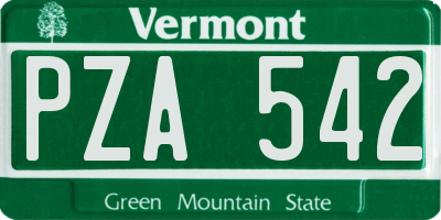 VT license plate PZA542
