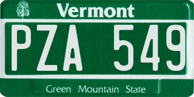 VT license plate PZA549