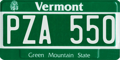 VT license plate PZA550