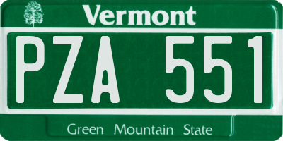 VT license plate PZA551