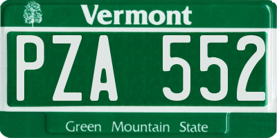 VT license plate PZA552