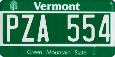 VT license plate PZA554
