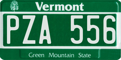 VT license plate PZA556