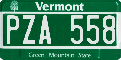 VT license plate PZA558